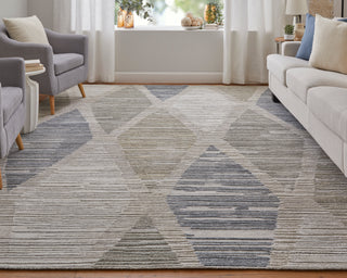 The Rug Corner Feizy Elias Modern Diamond - Ivory/Blue/Brown  Elias Modern Diamond - Ivory/Blue/Brown