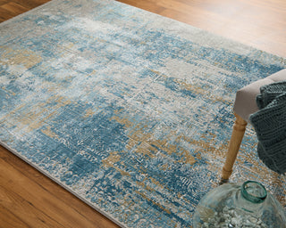 lifestyle The Rug Corner Feizy Cadiz Modern Abstract - Blue/Gray/Gold