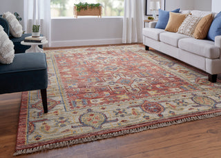 Fillmore Transitional Medallion - Red/Ivory/Gold