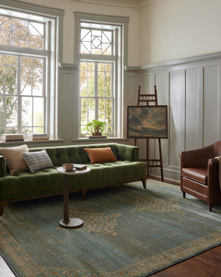 The Rug Corner Magnolia Home by Joanna Gaines x Loloi Mona Aqua / Wheat  