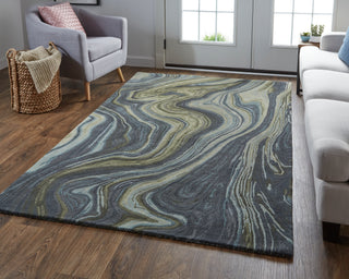 Amira Transitional Abstract - Blue/Ivory/Green