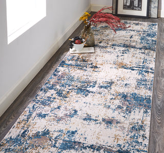 The Rug Corner Feizy Cadiz Modern Abstract - Ivory/Tan/Blue  