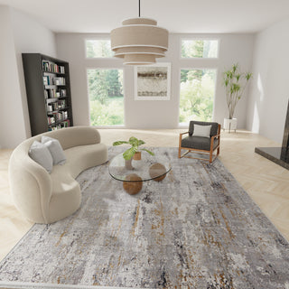 The Rug Corner Feizy Cadiz Modern Abstract - Ivory/Gray/Gold  