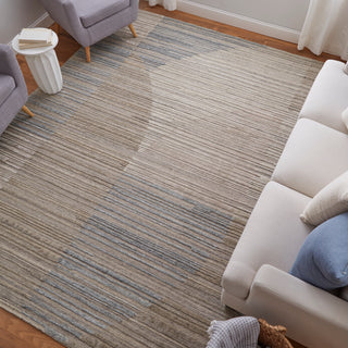 The Rug Corner Feizy Elias Modern Abstract - Brown/Blue/Tan  