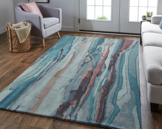 Amira Transitional Abstract - Blue/Red/Ivory