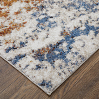 The Rug Corner Feizy Gilmore Modern Abstract - Ivory/Blue/Orange  