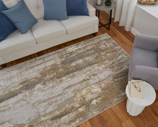 Aura Modern Abstract - Ivory/Gold/Brown