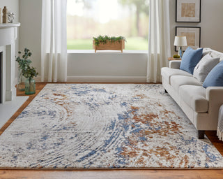 The Rug Corner Feizy Gilmore Modern Abstract - Ivory/Blue/Orange  