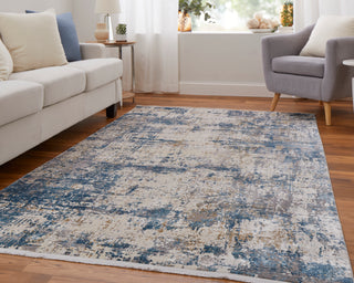 The Rug Corner Feizy Cadiz Modern Abstract - Ivory/Tan/Blue  