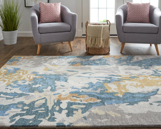 Everley Modern Abstract - Gray/Blue/Gold