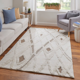 The Rug Corner Feizy Anica Transitional Geometric - Ivory/Taupe/Brown  