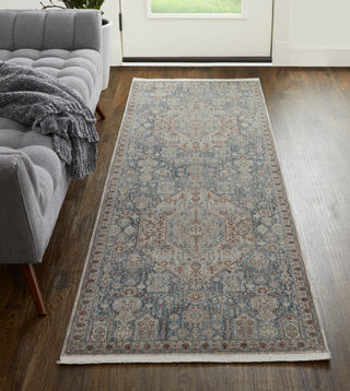 The Rug Corner Feizy Marquette Transitional Medallion - Blue/Ivory  