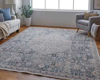 The Rug Corner Feizy Marquette Transitional Medallion - Blue/Ivory  