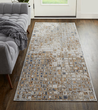 Laina Transitional Geometric - Tan/Ivory/Blue