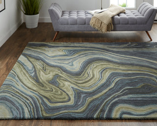 Amira Transitional Abstract - Blue/Ivory/Green