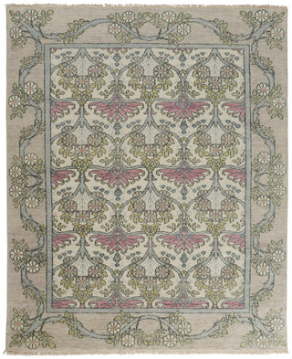 Beall Traditional Floral & Botanical - Ivory/Pink/Green
