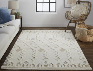 lifestyle The Rug Corner Feizy Anica Transitional Trellis & Lattice - Ivory/Tan/Silver