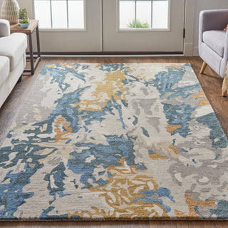 Everley Modern Abstract - Gray/Blue/Gold