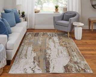 Aura Modern Abstract - Ivory/Gold/Brown