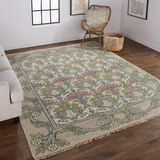 Beall Traditional Floral & Botanical - Ivory/Pink/Green