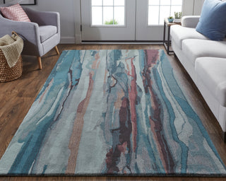 Amira Transitional Abstract - Blue/Red/Ivory