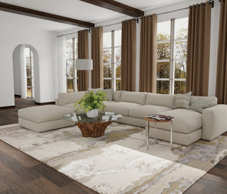 The Rug Corner Feizy Aura Modern Watercolor - Gray/Ivory/Gold  
