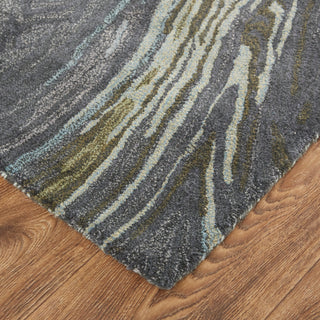 Amira Transitional Abstract - Blue/Ivory/Green