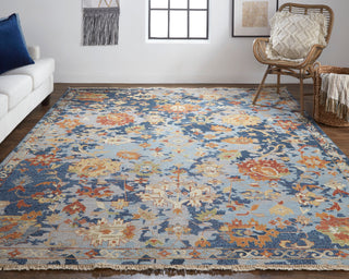 The Rug Corner Feizy Leylan Transitional Floral & Botanical - Blue/Orange/Red  