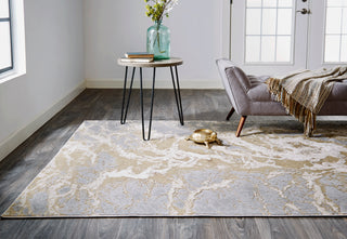 The Rug Corner Feizy Aura Modern Abstract - Ivory/Silver/Gold  