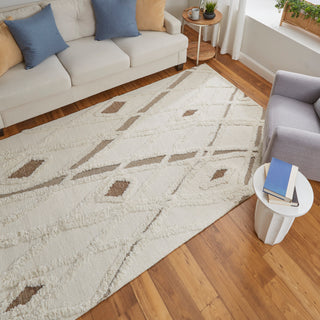 The Rug Corner Feizy Anica Transitional Geometric - Ivory/Taupe/Brown  