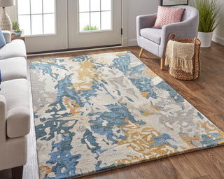 Everley Modern Abstract - Gray/Blue/Gold
