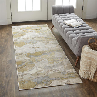 The Rug Corner Feizy Aura Modern Watercolor - Gray/Ivory/Gold  