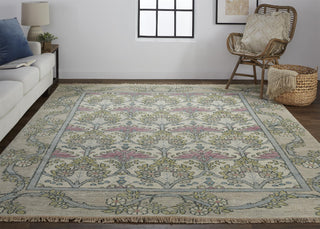 Beall Traditional Floral & Botanical - Ivory/Pink/Green