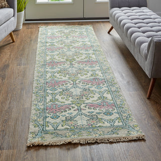 Beall Traditional Floral & Botanical - Ivory/Pink/Green