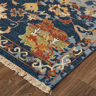 The Rug Corner Feizy Leylan Transitional Floral & Botanical - Blue/Orange/Red  