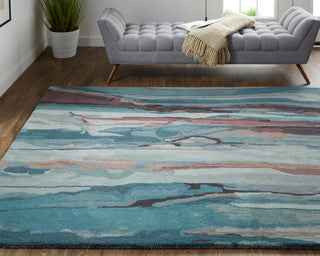 Amira Transitional Abstract - Blue/Red/Ivory