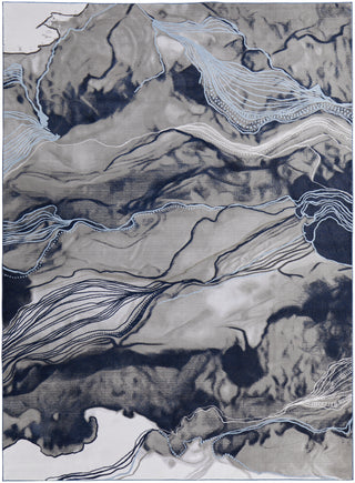 Gaspar Modern Abstract - Blue/Gray/Ivory