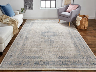 lifestyle The Rug Corner Feizy Marquette Transitional Medallion - Taupe/Gray/Blue  Marquette Transitional Medallion - Taupe/Gray/Blue