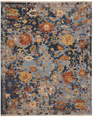 The Rug Corner Feizy Leylan Transitional Floral & Botanical - Blue/Orange/Red  