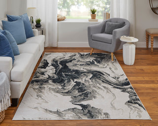 The Rug Corner Feizy Micah Modern Abstract - Ivory/Black/Taupe  