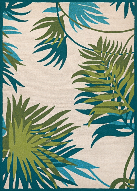 couristan COVINGTON JUNGLE LEAVES IVORY/FOREST GREEN Rug