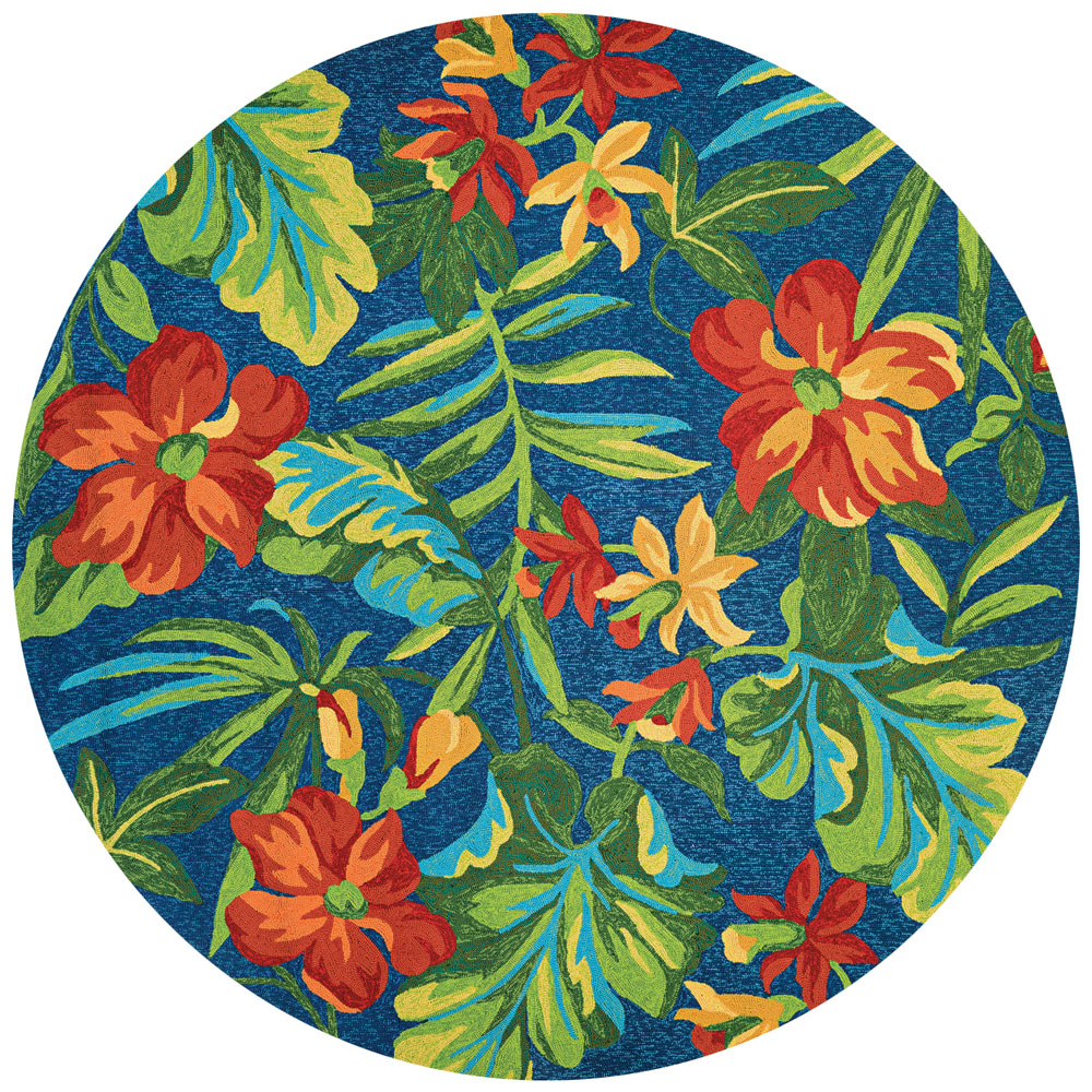 couristan COVINGTON TROPICAL ORCHID AZURE/FOREST GREEN/RED Rug