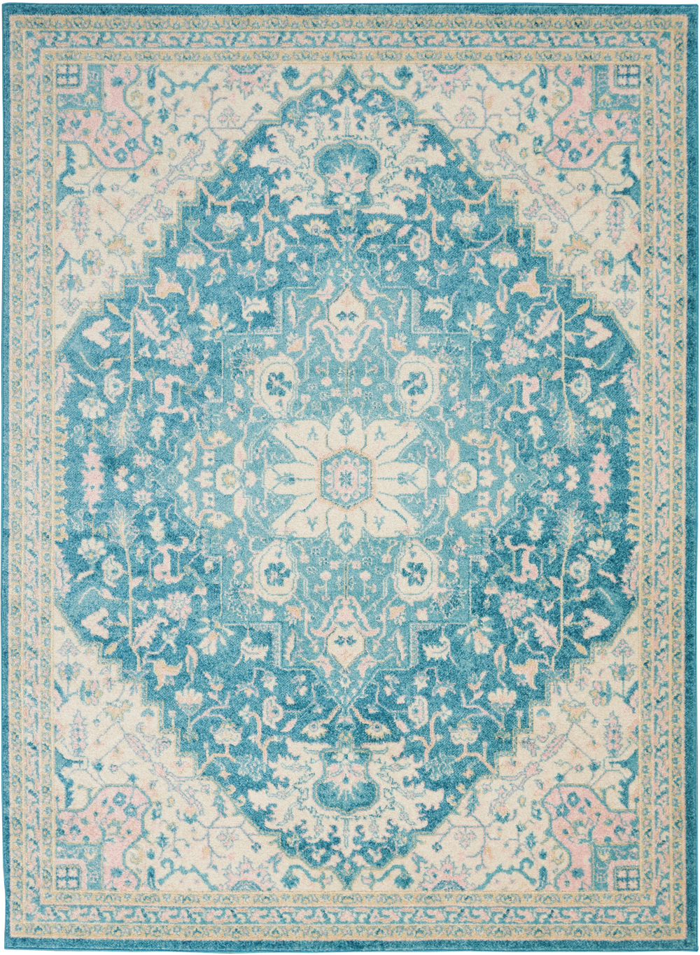 Nourison Tranquil TRA07 Ivory/Turquoise Rug