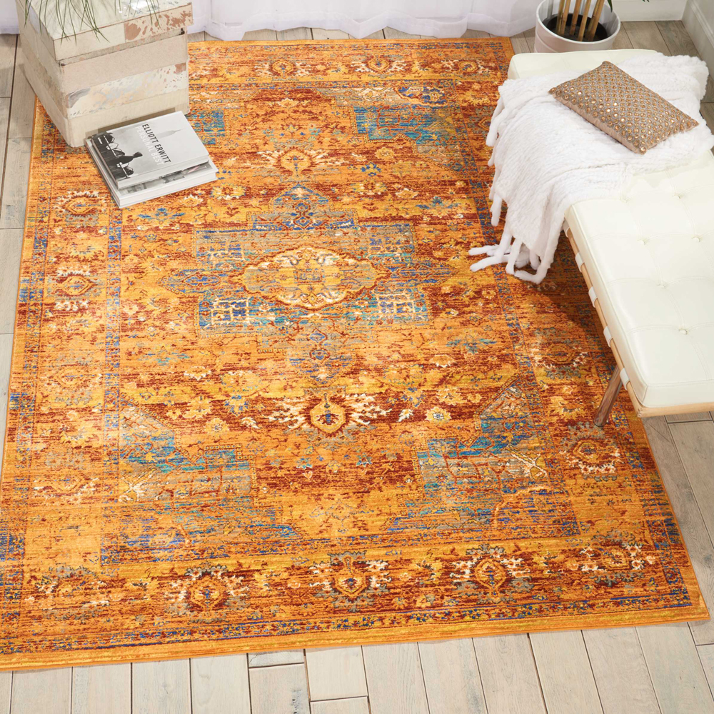 Nourison DELMAR DLM05 BLUE/RUSSET Room Scene