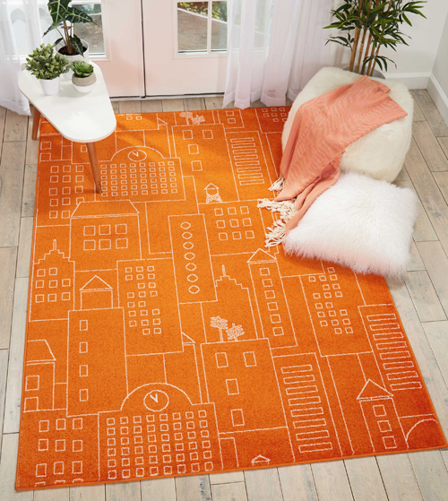 Nourison DWS02 MILES DS202 ORANGE Room Scene